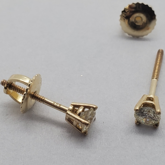 14kt SOLID YG - Diamond 0.40ctw Screwback … - Picture 5 of 6